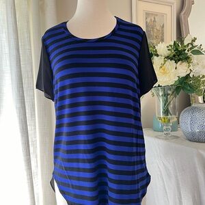 Vince Camuto Striped Blue and Black Women's Top